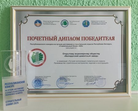 Почетный диплом победителя «Лучшая организация строительной области»