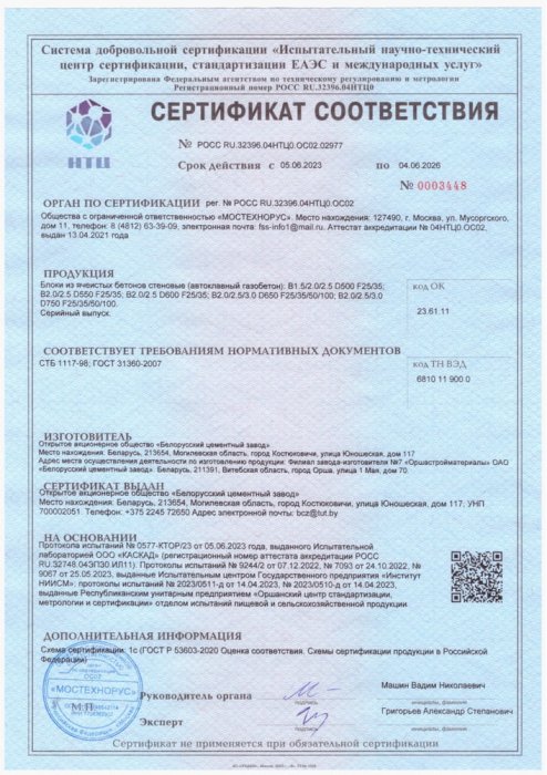 СЕРТИФИКАТ ГОСТ Р 2023 РОСС