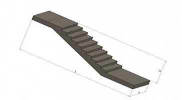 Лестничный марш ребристый с полуплощадками