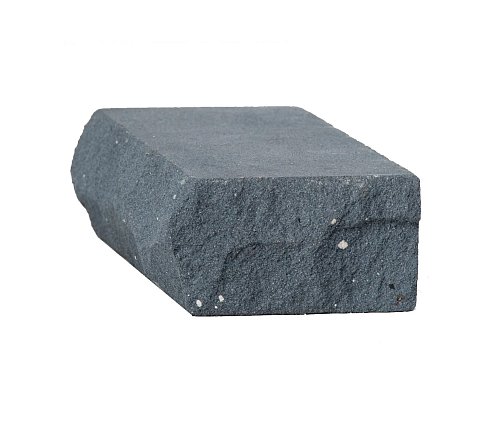 Кирпич силикатный одинарный лицевой полнотелый рустированный угловой гидрофобизированный (СОЛПоРуГ) темно-серый