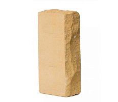 Кирпич силикатный одинарный лицевой полнотелый рустированный угловой гидрофобизированный (СОЛПоРуГ) желтый